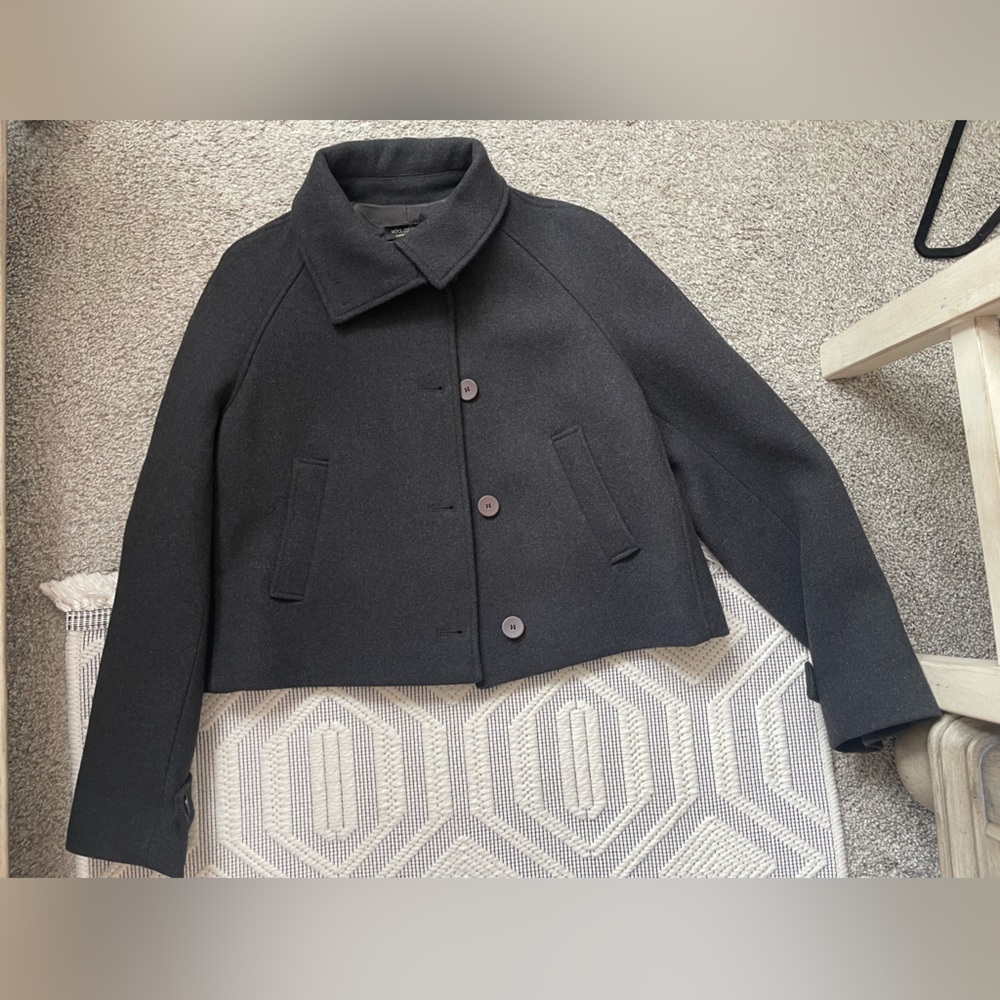 Zara Women’s Dark Gray Pea crop coat - Picture 2 of 10